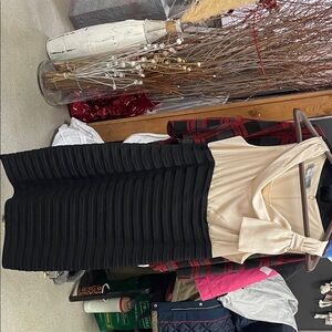 Maggy London Cream and Black Dress